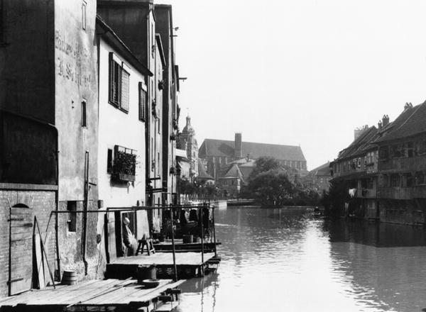 The River Gera at Erfurt, Thiringia, c.1910 (b/w photo)  a Jousset