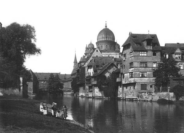 The synagogue at Nuremberg, c.1910 (b/w photo)  a Jousset