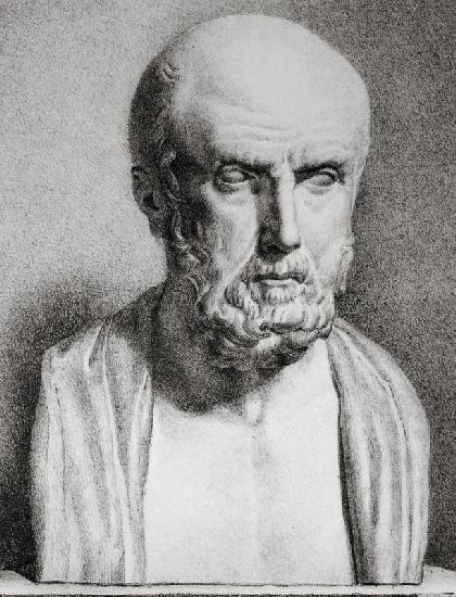Portrait of Hippocrates (c.460-c.377 BC), 1st half 19th century (litho) (b/w photo) (detail of 16352