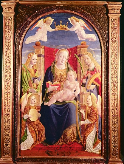 Virgin and Child with angel musicians and saints a Lombard School