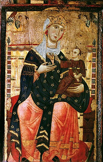 Enthroned Madonna and Child, c.1260 (canvas laid over poplar) a Luccanese School