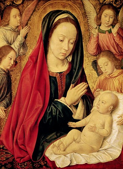 The Virgin and Child Adored Angels a Master of Moulins (Jean Hey)