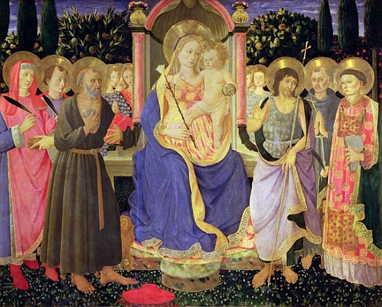 Madonna and Child enthroned with saints (altarpiece) a Master of the Buckingham Palace Madonna
