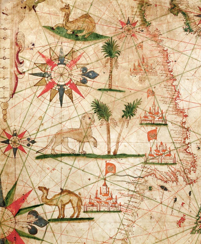 The North Coast of Africa, from a nautical atlas, 1651(detail from 330922) a Pietro Giovanni Prunes