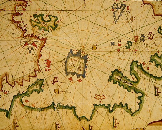 The Island of Lemnos, from a nautical atlas, 1651(detail from 330925) a Pietro Giovanni Prunes