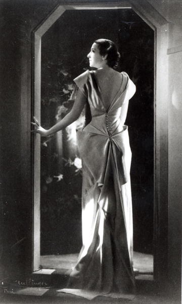 Dress designed by Madeleine Vionnet (1876-1975) (b/w photo)  a Reutlinger Studio (1850-1937)