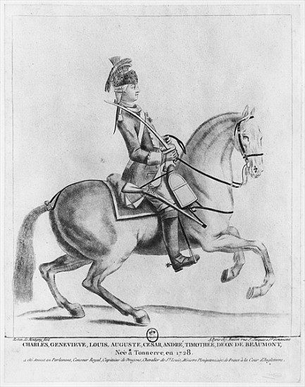 The Chevalier d''Eon as a Dragoon a Robin de Montigny