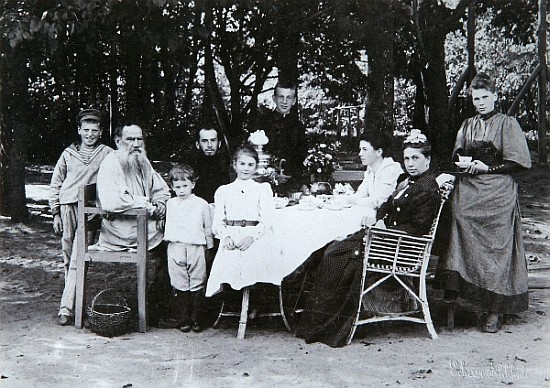 Family portrait of the author Leo N. Tolstoy, from the studio of Scherer, Nabholz & Co. a Russian Photographer