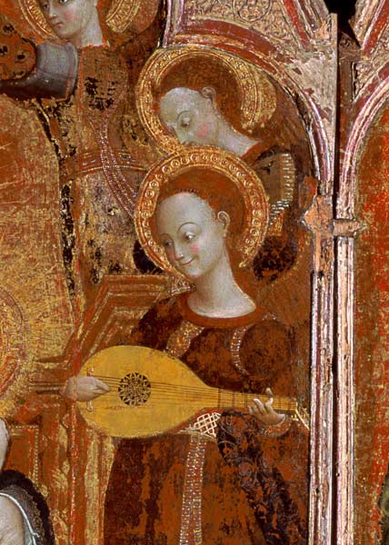 Detail of angel musicians from a painting of the Virgin and Child surrounded by six angels, 1437-44 a Sassetta (Stefano di Giovanni di Consolo)