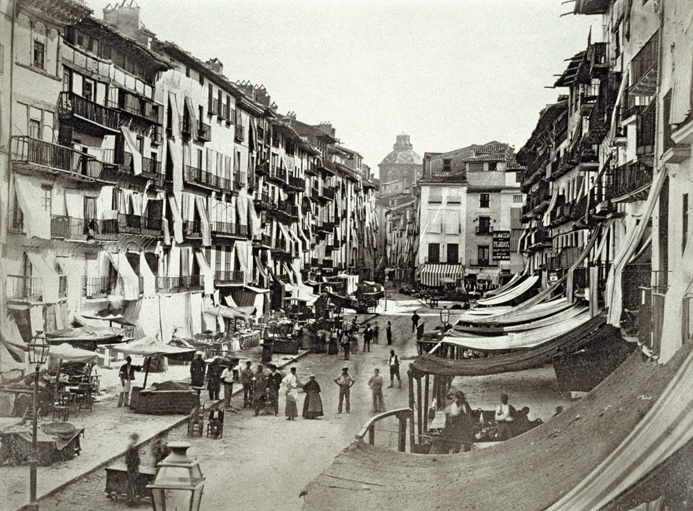 Barcelona street scene, c.1880s (albumen print)  a Spanish Photographer
