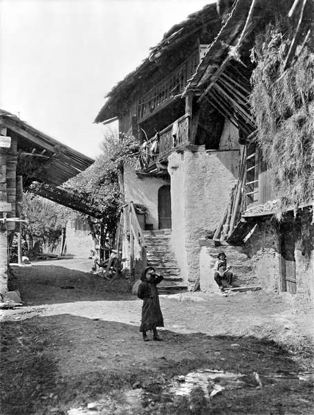 Village of Valais, early 20th century (b/w photo)  a Swiss photographer (20th century)