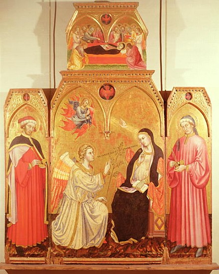 The Annunciation with St. Cosmas and St. Damian, 1409 (gold leaf & tempera on panel) a Taddeo di Bartolo