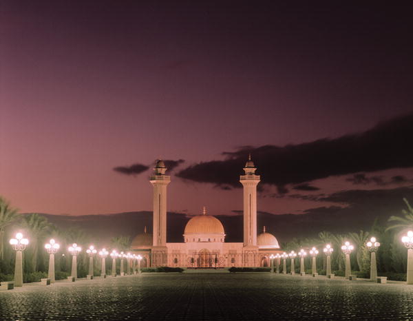 The Bourguiba Mosque at night (photo)  a Tunisian School