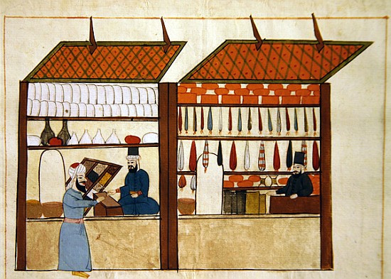 Ms. cicogna 1971, miniature from the ''Memorie Turchesche'' depicting Turkish merchants a Venetian School