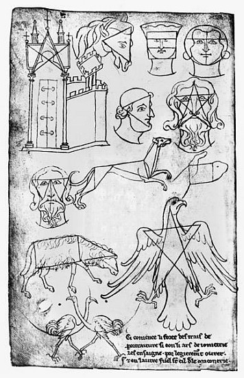 Ms Fr 19093 fol.18v Various drawings (facsimile copy) a Villard de Honnecourt