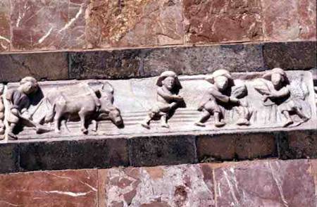 Sculptured frieze depicting a farming scene  (detail) a A Barboccio