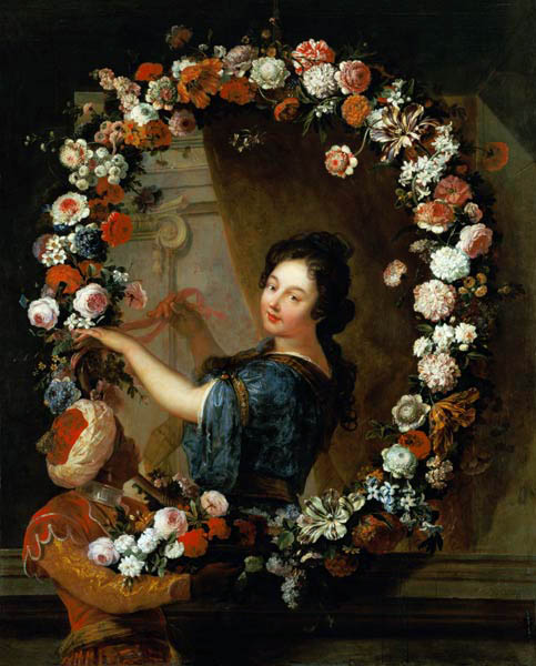 Portrait of a Woman Surrounded by Flowers, presumed to be Julie d'Angennes a A. Belin de Fontenay