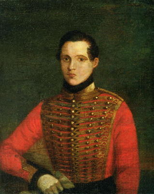 Portrait of the Poet Michail Lermontov, 1830s (oil on canvas) a A. Chelyshev