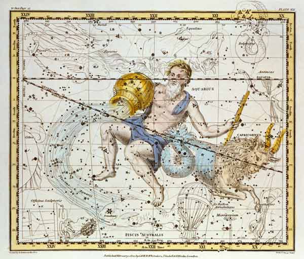Aquarius and Capricorn, from 'A Celestial Atlas', pub. in 1822 (coloured engraving) a A. Jamieson
