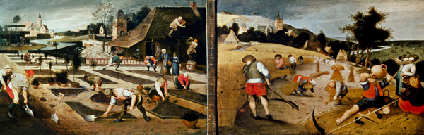 Spring (left); Summer (right) (panel) a Abel Grimmer