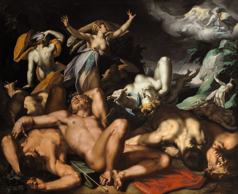 Apollo and Diana Punishing Niobe by Killing her Children a Abraham Bloemaert