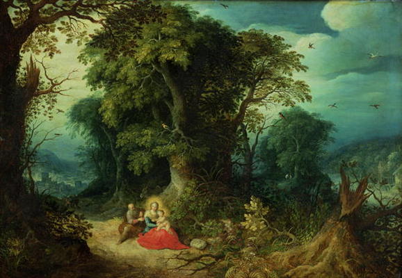 The Rest on the Flight into Egypt (oil on panel) a Abraham Govaerts