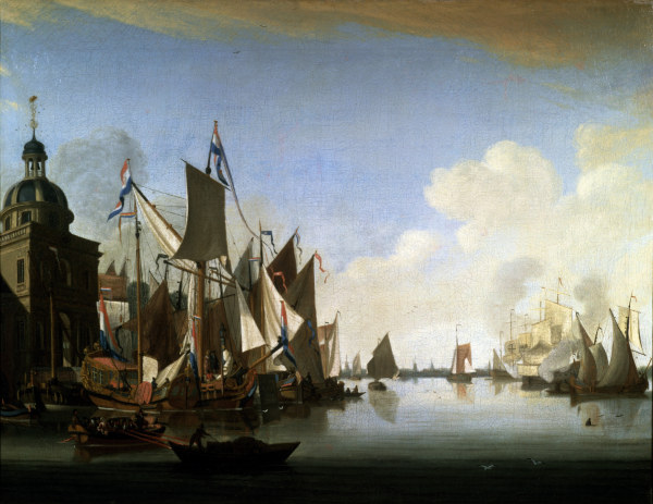 A.Storck, Schiffe im Hafen a Abraham J. Storck