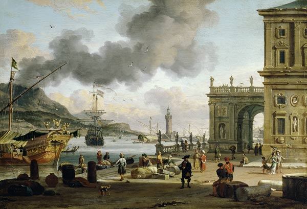 A Mediterranean Harbour Scene a Abraham J. Storck