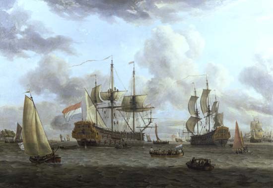 Dutch Shipping Scene in a Wide Estuary a Abraham J. Storck
