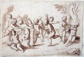A group of dancing putti (pen & brown ink with wash over black chalk on paper)