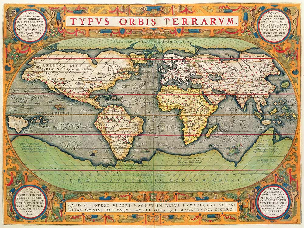 Typus Orbis Terrarum, map of the world, from Ortelius''s ''Theatrum Orbis Terrarum'', Antwerp a Abraham Ortelius