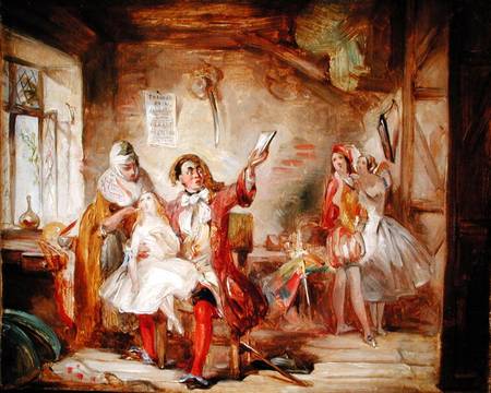 Backstage at the Theatre Royal, possibly depicting Ira Frederick Aldridge (1807-67) rehearsing Othel a Abraham Solomon