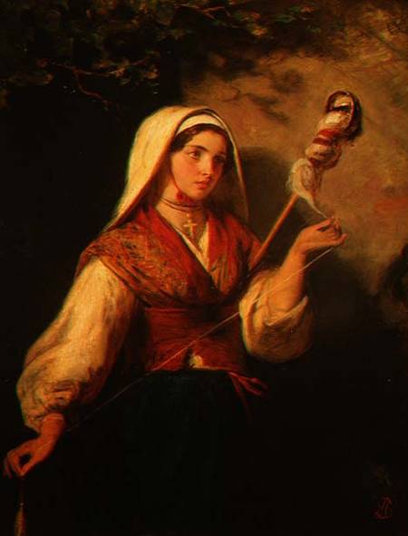 Young Woman Spinning Wool a Abraham Solomon