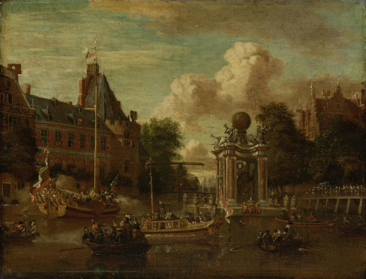 The arrival of the embassy of Muscovy in Amsterdam on August 1697 a Abraham Storck