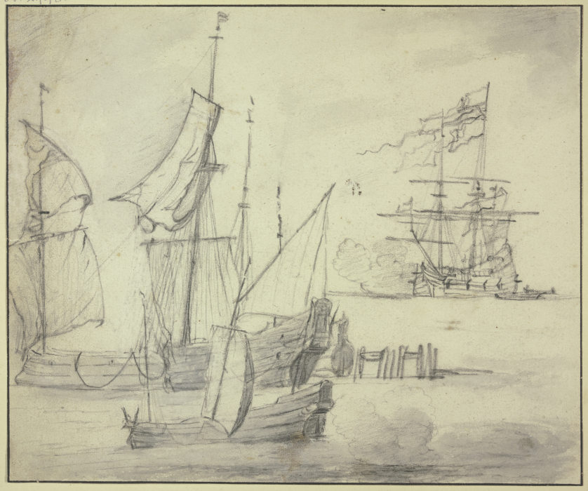 Study sheet: Ships a Abraham Storck il vecchio