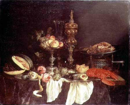 Still Life with a Lobster and a Turkey a Abraham van Beyeren