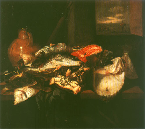 Still life with fish a Abraham van Beyeren