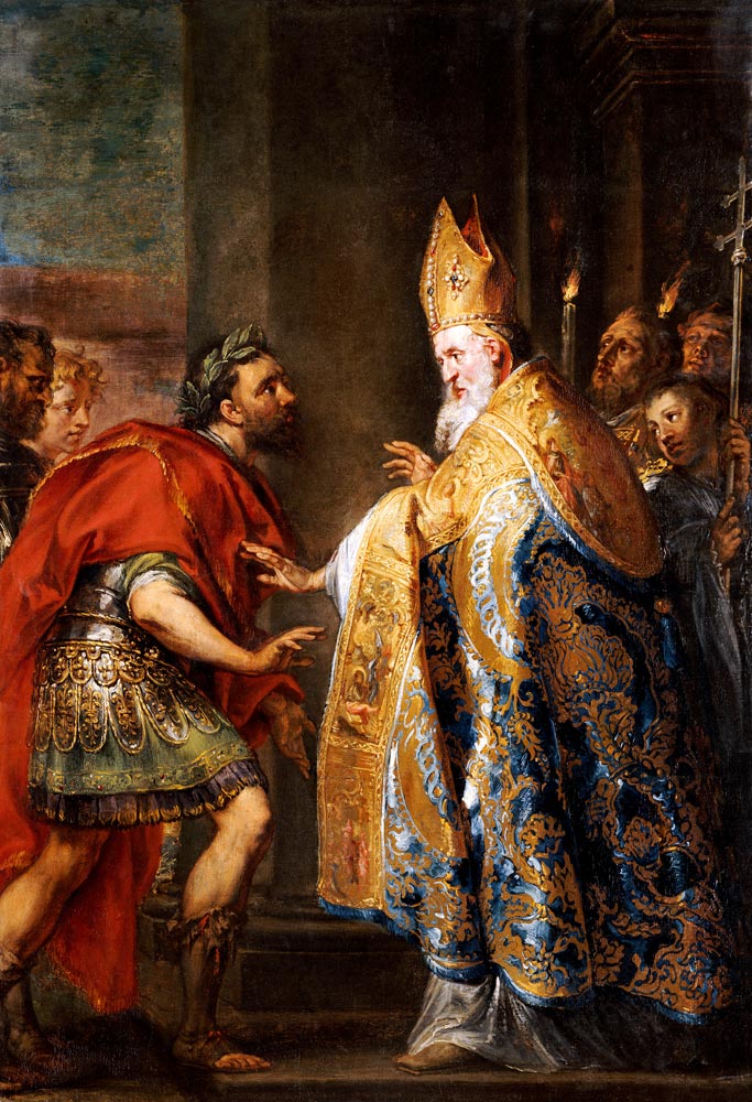 Kaiser Theodosius vor dem Heiligen Ambrosius. a Abraham van Diepenbeeck