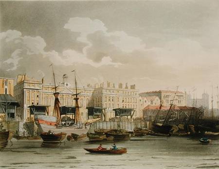 Custom House from the River Thames, from Ackermann's 'Microcosm of London', engraved by John Bluck ( a A.C. Rowlandson