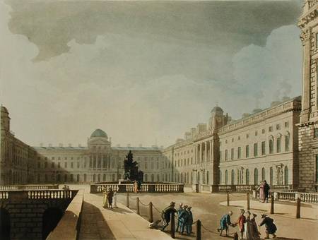 Somerset House, Strand, from 'Ackermann's Microcosm of London', engraved by John Bluck (fl.1791-1819 a A.C. Rowlandson