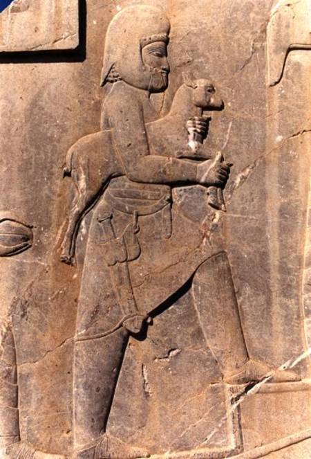 A Mede carrying a sacrificial lamb up the eastern stairway of the south portico of Darius' palace a Achaemenid