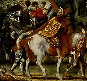 House altar of the cross legend: The move is refused to Heraklius with the cross to horse. a Adam Elsheimer