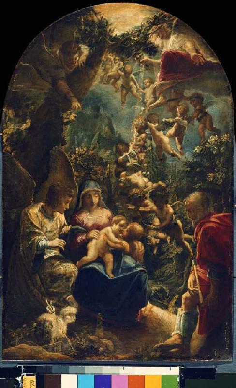 The Holy Family with angels and the little Johannes d.Täufer a Adam Elsheimer