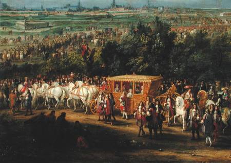 The Entry of Louis XIV (1638-1715) and Marie-Therese (1638-83) of Austria in to Arras, 30th July 166 a Adam Frans van der Meulen