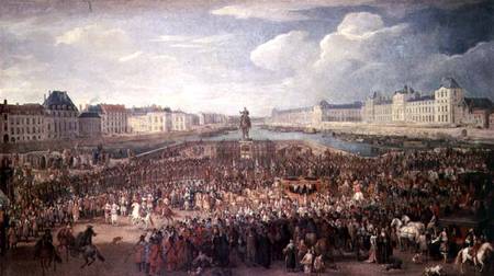 The Procession of Louis XIV (1638-1715) Across the Pont Neuf a Adam Frans van der Meulen