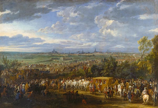 Einzug Ludwigs XIV. und seiner Gemahlin Marie-Therese in Arras am 20. Juli 1667 a Adam Frans van der Meulen