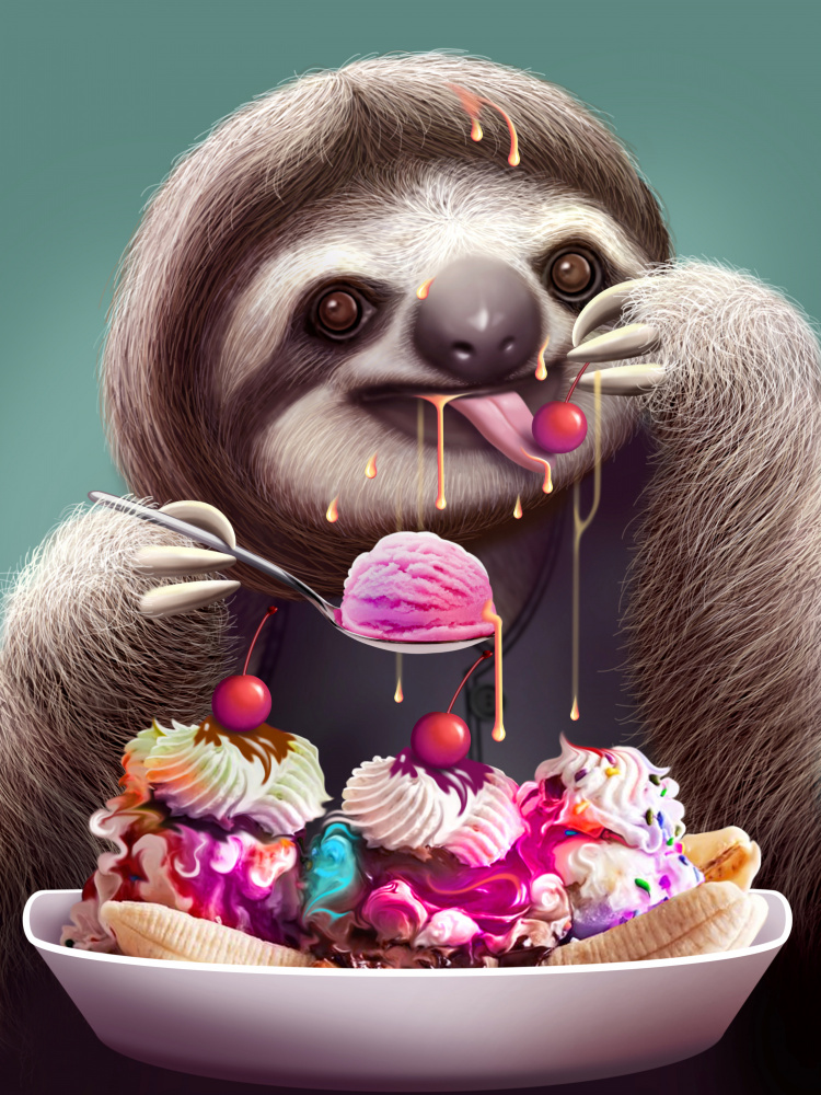 SLOTH ENJOYING ICE CREAM a Adam Lawless