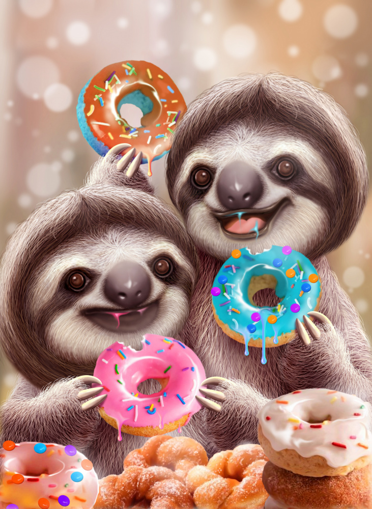 SLOTHS EATING DONUTS a Adam Lawless