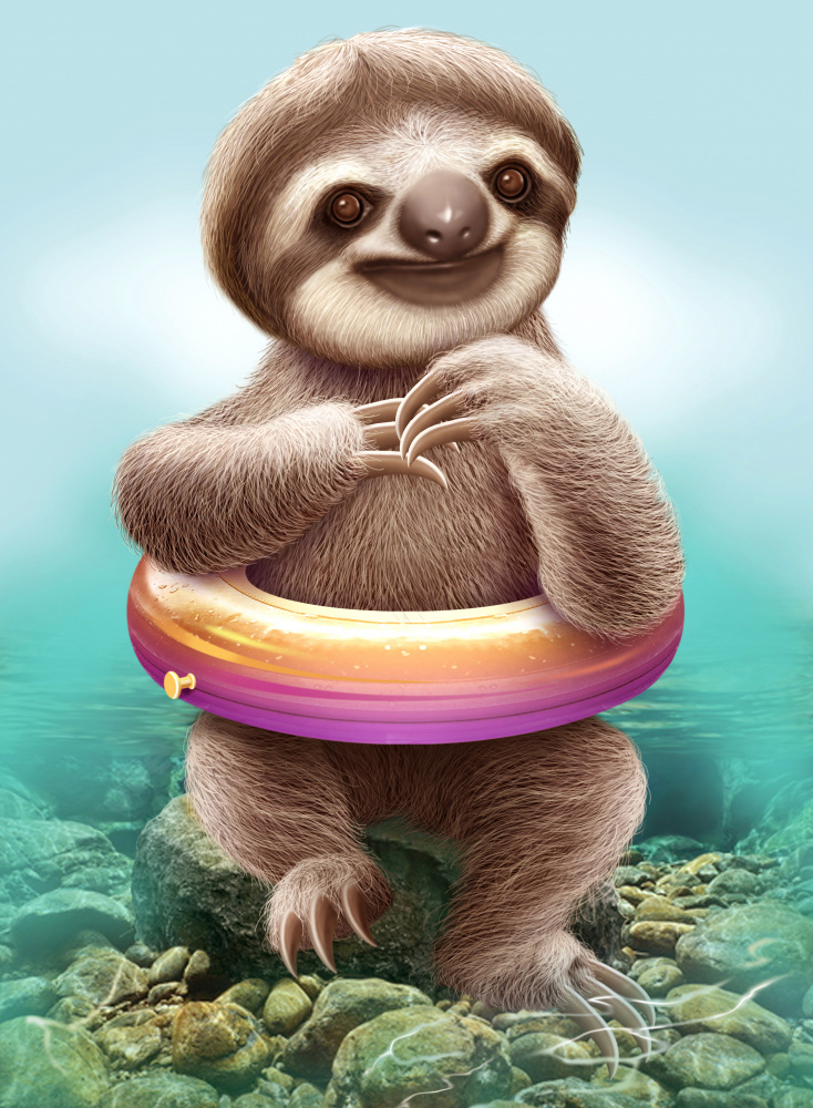 YOUNG SLOTH WITH BUOY a Adam Lawless