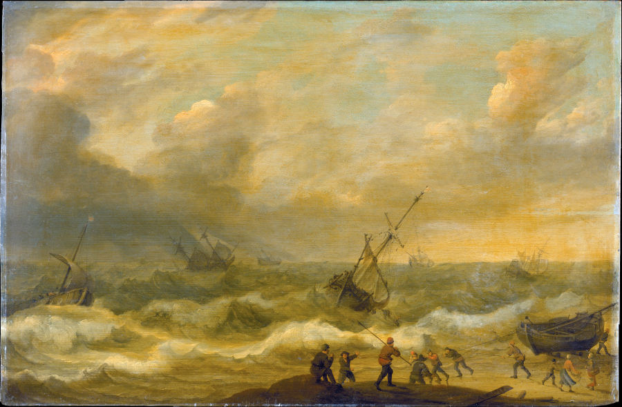 Stormy Sea with many Ships a Adam Willaerts